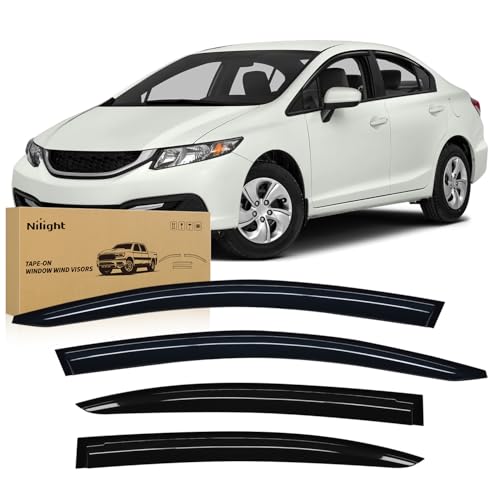Image of Nilight Tape-On Rain Guards for Honda Civic 2012-2015, 4PCS