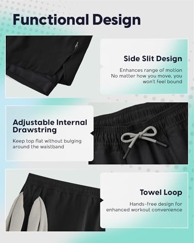 Image of maamgic Mens Workout Shorts 2 in 1 Stretch 5 inch / 7 inch Gym Shorts Running Shorts with Compression Liner Zip Pocket