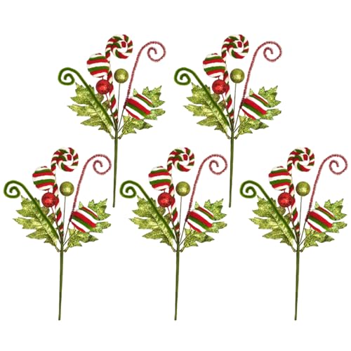 Sucres d'orge de Noël pour branche de sapin, pics décoratifs scintillants de fêtes - 2