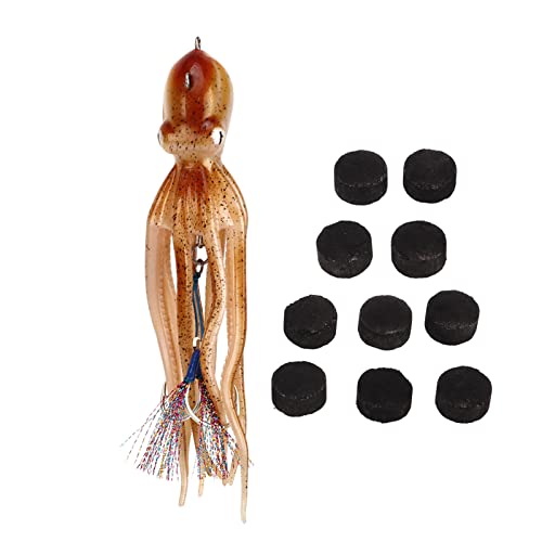 Señuelos de Pulpo de Pesca, Aparejos de Pesca de Alta Simulación, Señuelos de Arrastre con Falda, Plantillas de Cebo con Tinta de Captura para Agua de Mar de Agua Dulce