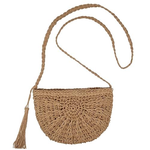 Women Straw Wicker Rattan Handmade Woven Half Moon Small Crochet Beach Tote Crossbody Shoulder Sling Clutch Bag | Ladies Purses & Handbags-picture-36