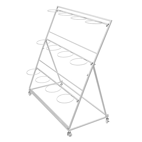 HUIBAI 3 Layers Flower Cart, Flower Cart Display Stand with Wheels, Flower Bar Stand for Terrace Garden, Living Room, Florist Shop （The bucket not included）