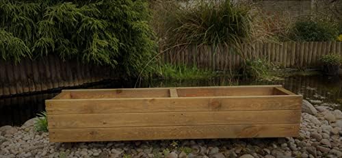 Ruddings Wood Extra Large Wooden Garden Planter Plant Pot Box Flower Herb Veg Wood Trough Outdoor Long 3 Board, Brown
