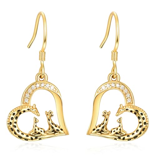 TANGPOET Giraffe Dangle Drop Earrings Jewelry Gifts for Women Mom Her 925 Sterling Silver Hypoallergenic Earrings for Birthday Mothers
