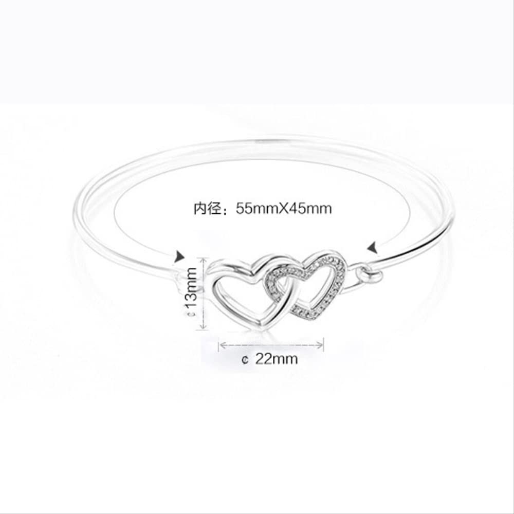 Pulsera y Brazalete con Dije en Forma de corazón de Cristal de tamaño Ajustable 925 para Mujer, joyería de Boda