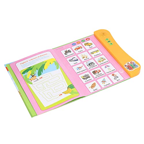 Matybobe Libro Sonoro Spagnolo Imparare il Libro Sonoro Elettronico con 11 Argomenti Educativi Storie Giochi da Tavolo di Matematica Canzoni Melodie per Bambini 3+ (Arancia)