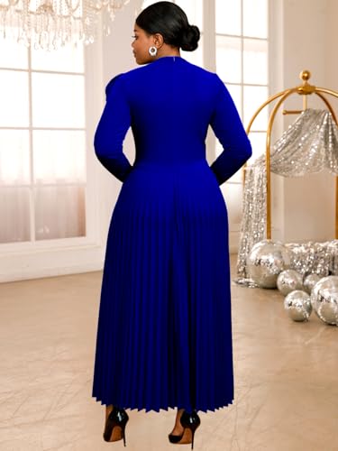 Image of AOMEI Casual Church Dresses for Women 2026 Summer Pleated Short Sleeve Round Neck Dragonfly Spring Maxi Dress