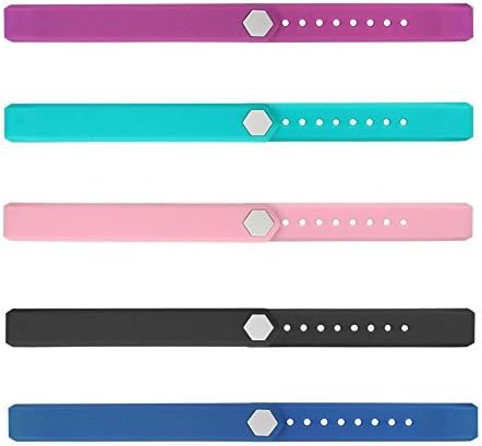 REDGO ID115 ID 115 115HR Replaceable Strap Length Adjustable for Smart Bracelet Fitness Tracker, Set of 5, Black/Purple/Teal/Pink/Blue