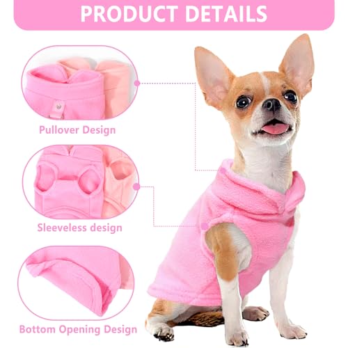 Image of 2 Pack Dog Sweater with Leash Ring Winter Warm Pet Sweater Thick Clothes Coat Fleece Dog Sweaters for Small Dogs Girl Boy for Chihuahua, French Bulldog, Dachshund, Medium(7-10lbs)