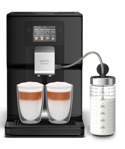 Krups Intuition Preference EA8738 Cafetera superautomática, pantalla táctil color, máquina de café con indicadores lumínicos, 11 bebidas personalizables, 8 recetas personalizadas, Color Negra