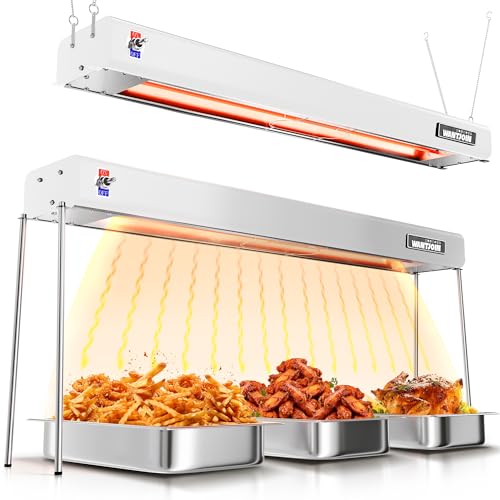 WantJoin Food Heat Lamp - 35 Inch 86-176°F/30-80°C Commercial Food Warmer Lamp Strip, 750W Electric Aluminum Hanging & Freestanding Dual-Use Heat Lamps, for Kitchen, Catering, Restaurant, Buffet