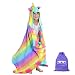 RIBANDS HOME Hooded Unicorn Blanket| Silky Soft Wearable Hoodie Blanket for Kids, Toddlers, Children| Animal Hoodie Cloak, Throw Blanket w/Horn & Mane| Rainbow & Stars Variations - Primitive Rainbow