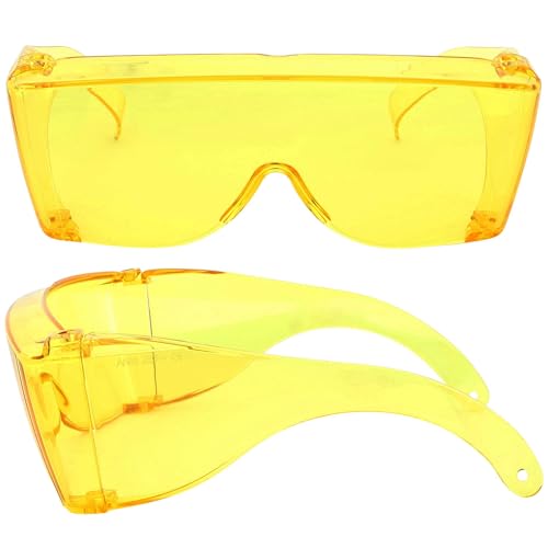 grinderPUNCH Cover-Ups Night Driving Fit Over Sunglasses - Wrap Around Sunglasses - People Who Wear Prescription Glasses in the Sun (Yellow)