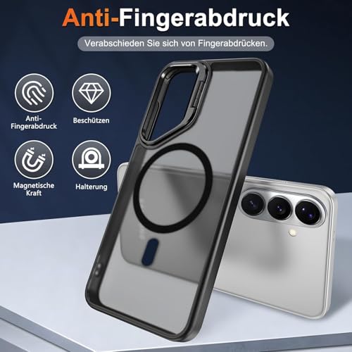 Image of DIZORO Compatible with Samsung Galaxy S26 5g Case, Compatible with Wireless Charging, with Camera Stand, Military Grade Drop Tested,Translucent Hard Back Soft Edge Back Cover (Black)