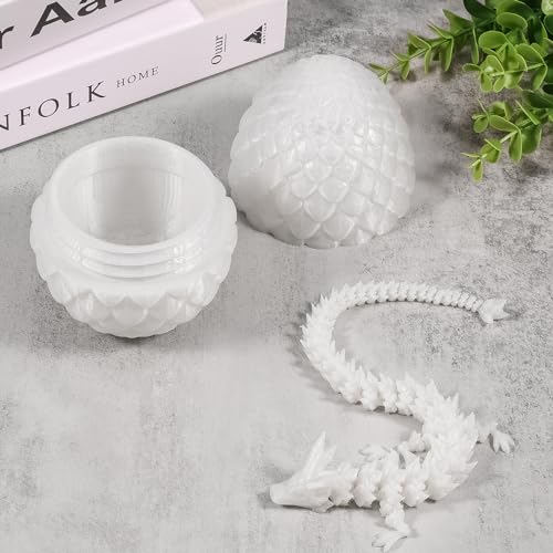 3D Printed Dragon Egg with Dragon Inside, Mystery Articulated Crystal Animals Toys & Decor, 3D Print Surprise Animals Toy for Kids, Teens,Collectors (luminous color)