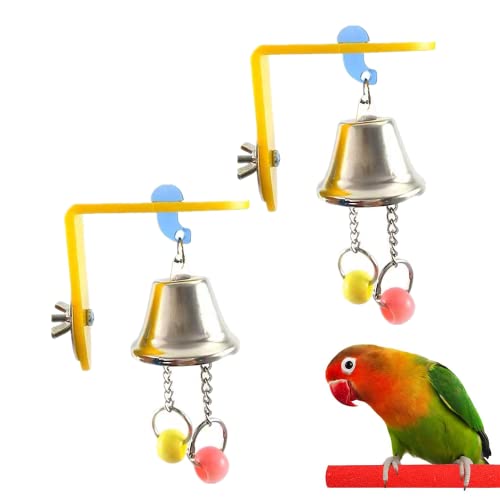 Zhouocea 2 PCS Universal Bird Parrot Toys - Hanging Bell Toys for Budgie Cockatiels, Conures, Finches, Small Parakeets