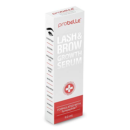 Probelle Lash & Brow Growth Serum, Eyelash Enhancer and Eyebrow Formula with Sympeptite Bioactive Peptide Blend, 9 mL