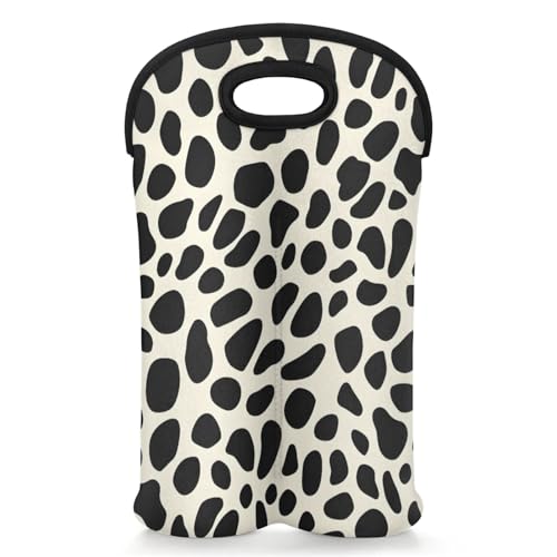 GzLeyigou 2 Bottles Animal Leopard Skin Wine Bag Sleeve Totes Neoprene Protective Wine Carrier Bag for Wine,Water, Champagne, Beer, Baby Bottles,Gift 14.5 x 10 Inches