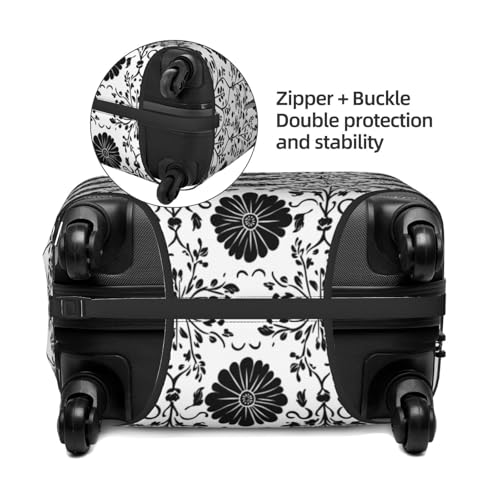 Luggage Cover - Vintage Flower Black Print Travel Suitcase Covers For Luggage, High Elasticity Suit Case Cover Protector Fits 18-32 Inch3