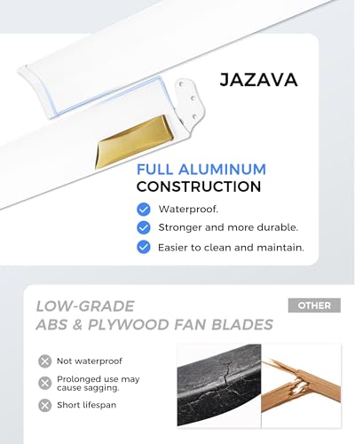 Image of 72 Inch White & Gold Ceiling Fan,Smart Ceiling Fan with Voice Control,Large Ceiling Fan With 8 Aluminium Metal Blades,CF04BGW-72