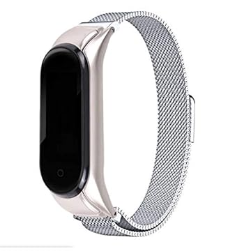 Pulseira Milanese Metal Fecho Imâ Compatível Xiaomi Mi Band 5 (Prata)