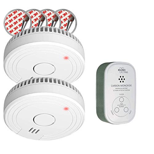ELRO FF1840 Juego de protecci�n contra Incendios - Detector de Humo con fijaci�n magn�tica - 5 a�os de bater�a y Detector de mon�xido de Carbono - 7 a�os de Sensor