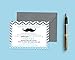 15 Mustache Thank You Cards with Grey Envelopes - Stationery for Boys Baby Shower - Dapper Chevron Stripes