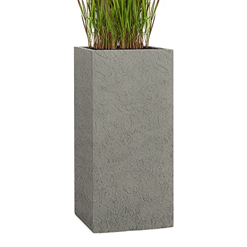 Pflanzwerk® Pflanzkübel Fiberglas Tower Lava Grau 50x23x23cm XXL *Frostbeständig* *UV-Schutz* *Qualitätsware*