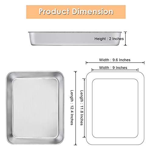 HaWare Baking Tray Set of 2, 31.5 x 24.8 x 5cm Rectangle Cake Tin Stainless Steel Oven Tray - Image 3