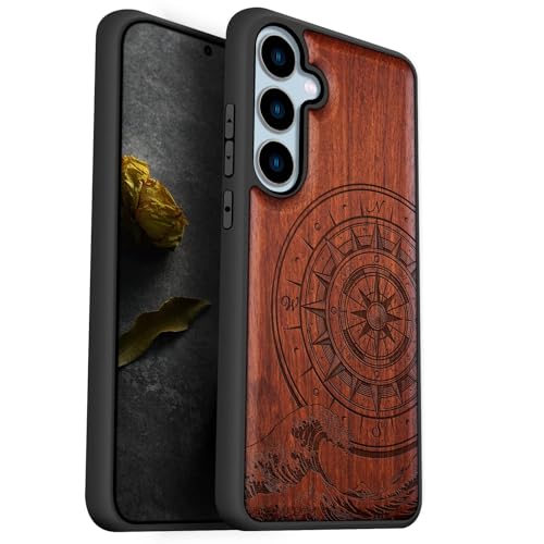 Coque pour Samsung S24 FE en bois naturel gravé avec pare-chocs haut de gamme