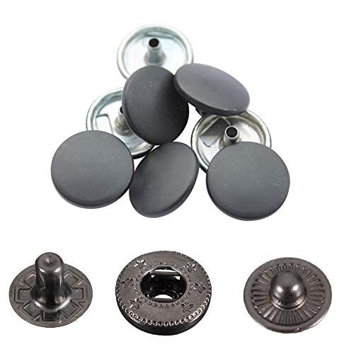 Trimming Shop 15mm S Spring Press Studs 4 Part, Durable and Lightweight, Metal Snap Fasteners for Jackets, Jeans, Leather Craft, Straps and Sewing Projects, Clothes Repair, Matt Black, 10pcs