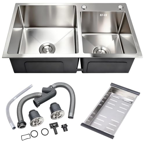 DuyviSteil T-304 Modern Nano-Coated 30.7x16.9 Inch Stainless Steel Kitchen Sink,