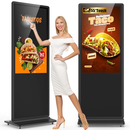 Image of HARZHI 55 Inch Digital Signage Kiosk 4K UHD Touchscreen, Floor Standing Digital Signage Display, Indoor Advertising Display Screen with Android OS, CMS Publishing System, HDMI /USB /WiFi