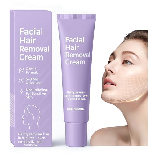Facial Hair Removal Cream for Women - Gentle & Painless Hair Remover for Face, Upper Lip & Chin - With Soothing Botanicals Like Aloe - Concentrated 30ml
