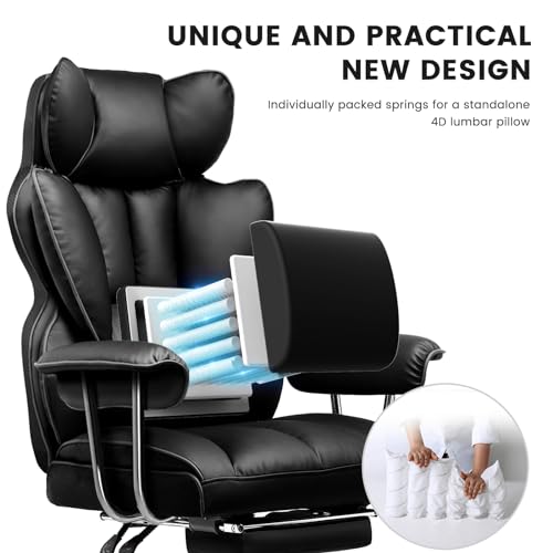 Sedia Gaming Ergonomica Sedia da Gaming Reclinabile Sedia Ufficio con Poggiapiedi Sedia Gamer Schienale Regolabile per Lavoro e Gioco Nero - Sedia gaming - Immagine 5