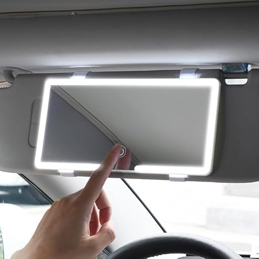 Car Sun Visor Vanity Mirror, Makeup Mirror with 3 Light Modes & 60 LEDs Rechargeable Led Light Car Mirror with Dimmable Touch Screen, Rear View Sun-Shading Travel Cosmetic Mirror.-image-24