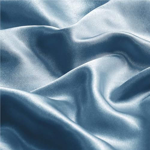 BEDELITE Satin Pillowcase with Zipper 2 Pack, Airy Blue Pillow Cases Standard Size, Super Soft and Cooling Similar to Silk Pillow Cases, Gift for Women Men(20x26 Inches)
