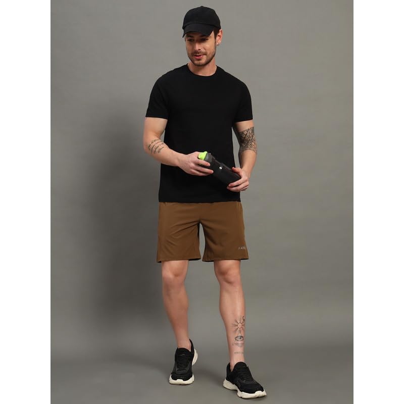 Image of ATICX Polyester Shorts for Men - Quick Dry Lightweight with Zipper Pockets - Gym, Running, Jogging, Training Half Pants for Basketball, Swimming, Badminton, Cycling, Football, Outdoor & Home Wear