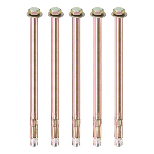 Image of M METERXITY 5-Pack Hex Expansion Bolt, M6x150mm Colored Galvanized Iron-Carbon Steel External Hex Expansion Bolts, Anti-Corrosion Metal Bolt for Concrete /Dry Brick /Block Walls