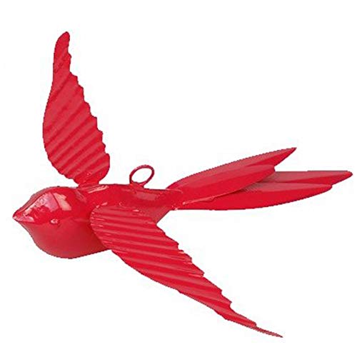 Image of Elan Hanging Decorative Rockstar Bird for Home Balcony and Garden Decor (Metal; Red, Set of 2)