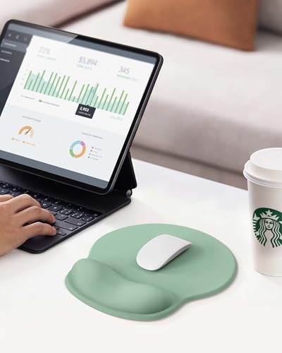 Image of Mouse Pad with Wrist Rest, Ergonomic Mouse Pads for Desk, Office Non-Slip Mousepad with Gel Wrist Support(Green, 10.6''L x 9''W)