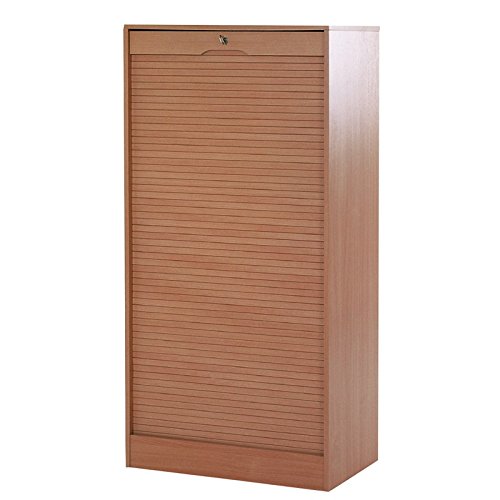 Tousmesmeubles Classeur Double à Rideau Taille L - KLASS : Hêtre - L 70 x l 44 x H 141 cm - Neuf