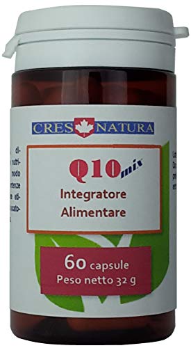 Q10-mix 60 capsule. Integratore di coenzima Q10: 100 mg, vitamina C: 80 mg. Contro stanchezza e affaticamento. Per il sistema immunitario. Prodotto in Italia.