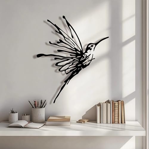 3D Metal Hummingbird Wall Art, Black Outdoor Decor, Waterproof(12.3"x16.5") - Image 5