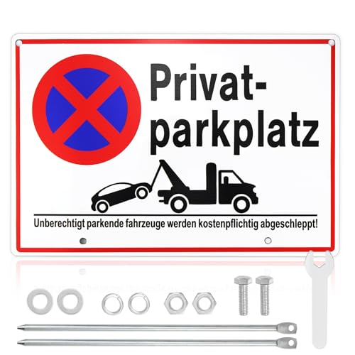 Rierousy Cartello di parcheggio privato, 30 x 20 cm, segnale di avvertimento in alluminio, vietato, con 4 fori per la proprietà privata, cartelli di parcheggio, veicoli da parcheggio