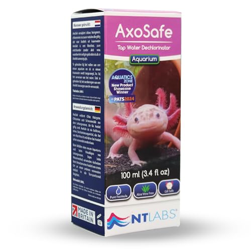 NT Labs AxoSafe para acuarios de ajolote, elimina cloro, halógenos, cloramina, libre de aloe vera, accesorios de acuario para axolotls (100 ml)