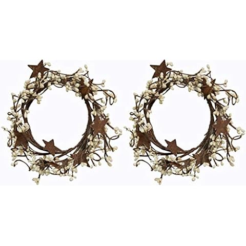 CWI Gifts Pip Ring with Rusty Stars, 4 by 8-Inch, Ivory (2) Cover