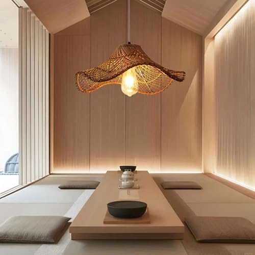 Lámpara de ratán boho para salones rústicos y zonas de ocio de diseño mediterráneo 4