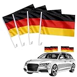 4 Stück Autoflagge Deutschland, Auto Fahne, Fensterfahnen, 30 x 45...