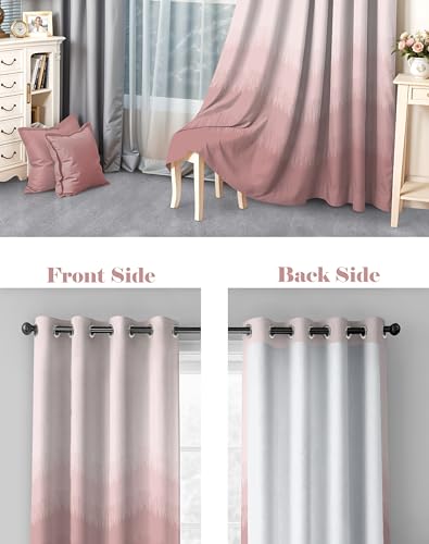 Image of Casableu Kivo Digital Print 85% Blackout Curtains for Door /Window, Thermal Insulated, Tie Back, Wider Width 50 in, Eyelet Curtains for Living Room /Bedroom (Pink 7 ft Set of 2)